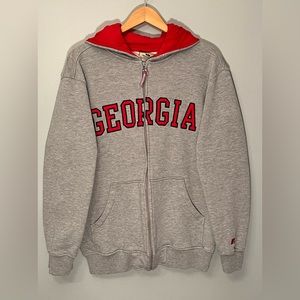 Vintage Russell Pro Cotton Embroidered Georgia Zipper Hoodie Size Medium